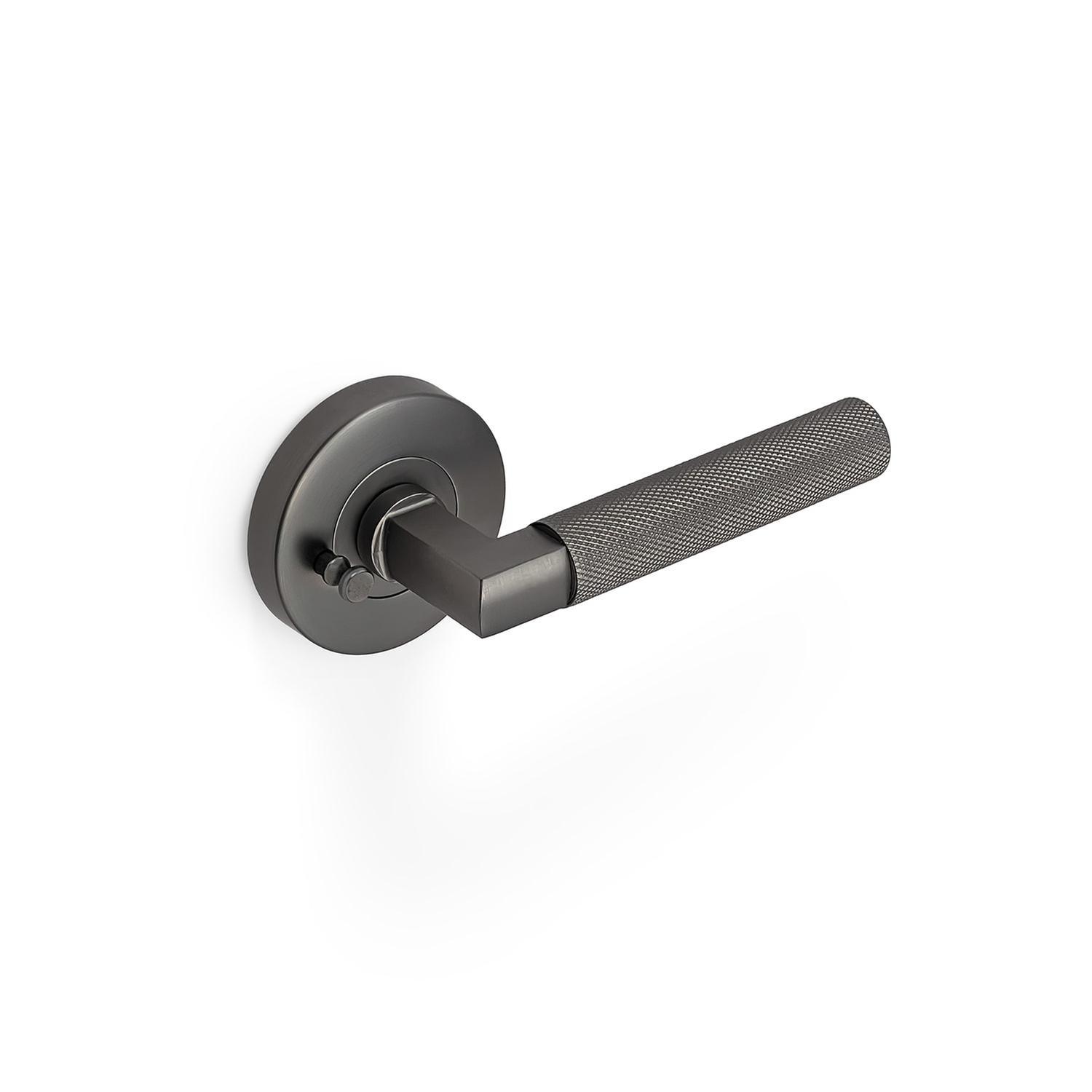SCARLETT KNURLED PRIVACY SET SATIN GRAPHITE FINISH