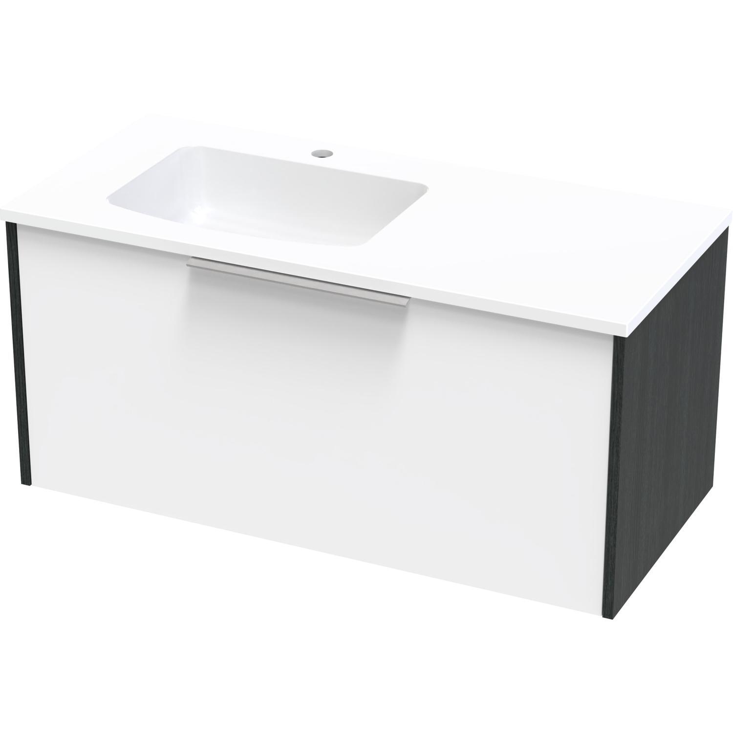 Nikau Grove 1000 Left Hand Bowl Single Drawer Ultra Gloss White/Colour
