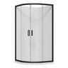 Curved Flat Wall Acrylic Shower Offset Waste 1000 x 1000 x 2015mm Black