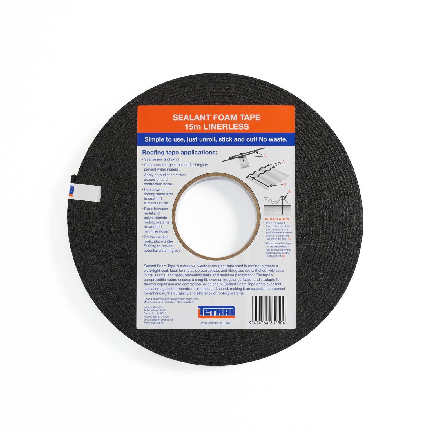 Linerless Sealant Foam Tape 15m  Black