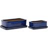 Glazed Bonsai Rectangle Pot Large Royal Blue