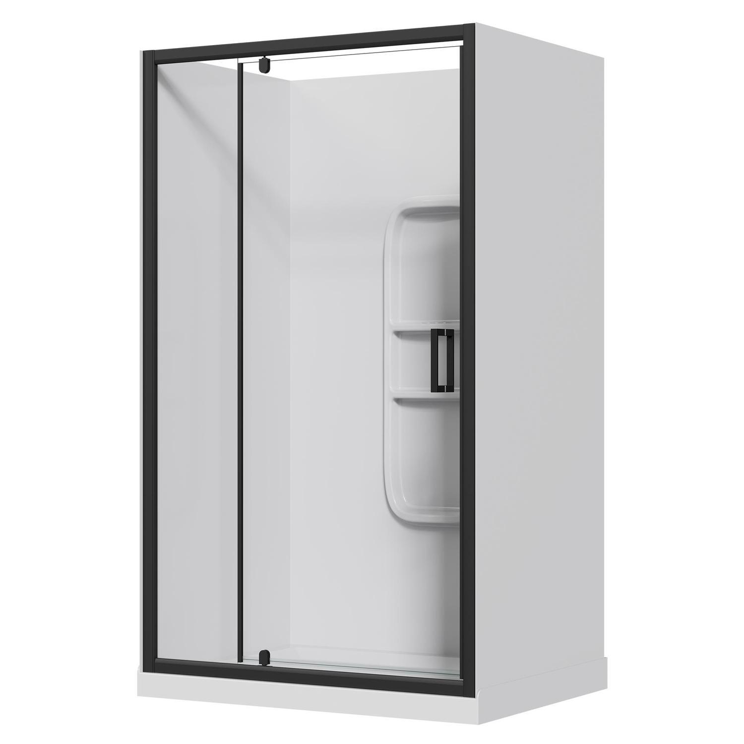 Alcove Side Mould Acrylic Shower 1200 x 900 x 2015mm Black