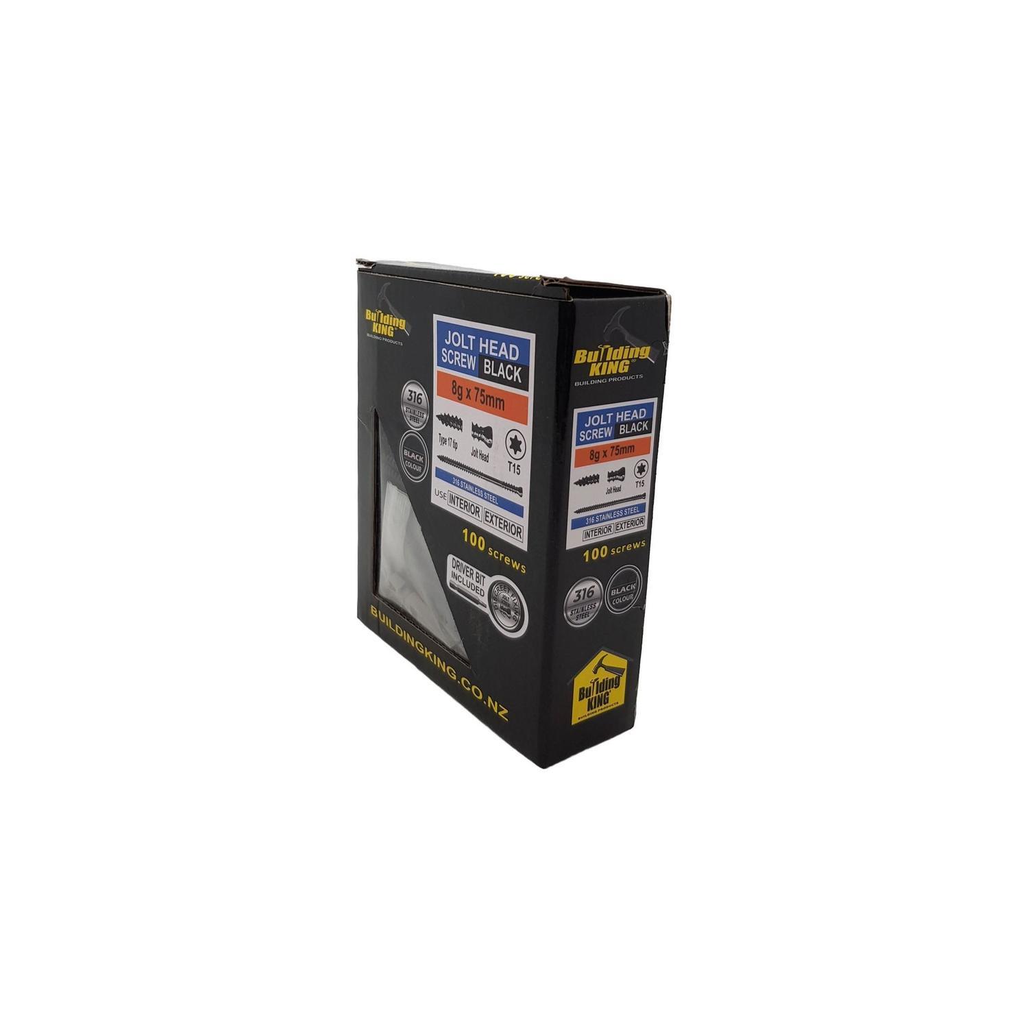 Jolt Screws 8G x 75 SS316 Black Coated