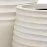 Round Ribbed Resin Pot M Cream