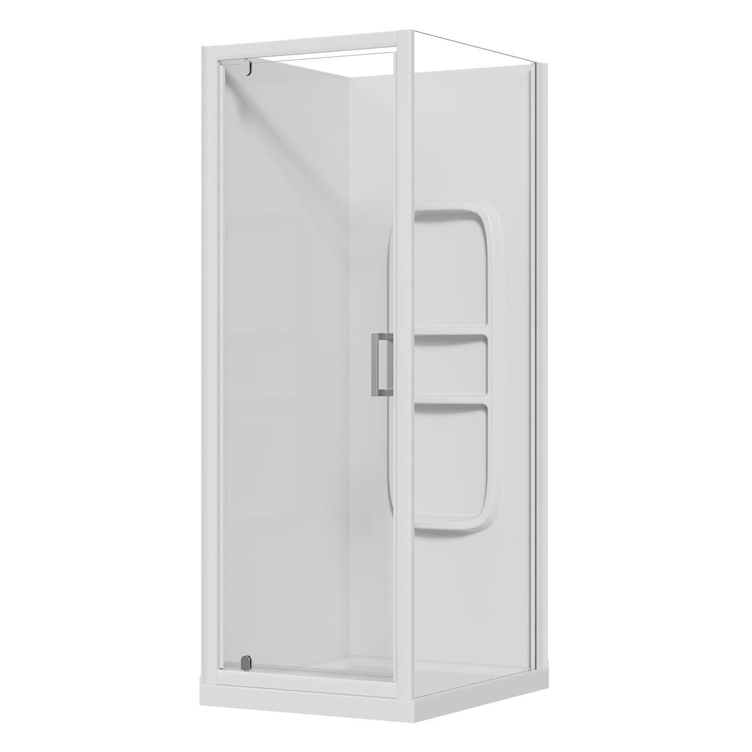 2 Sided Side Mould Acrylic Shower LH 750 x 900 x 2015mm White