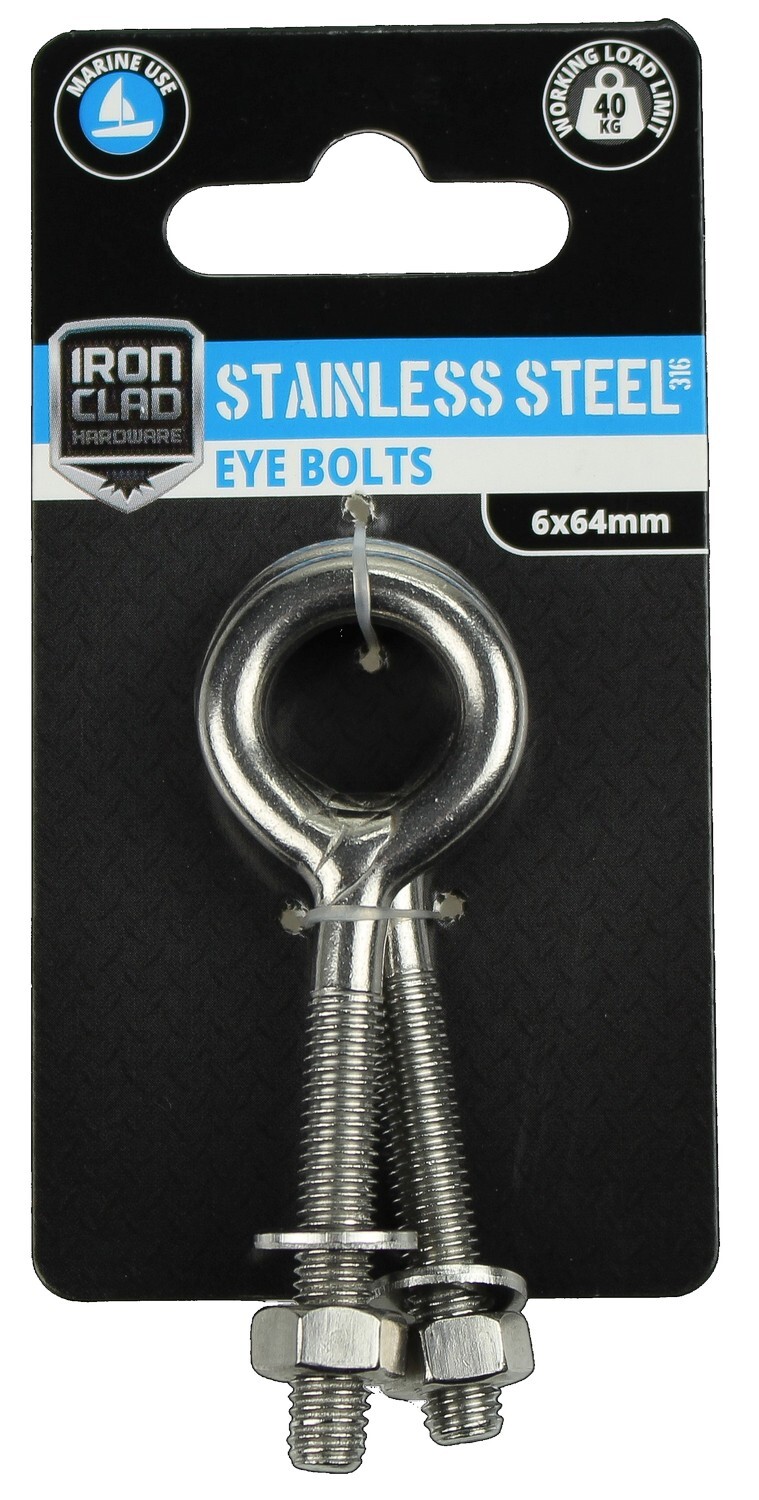 Eye Bolts 6x64mm Stainless Steel 316