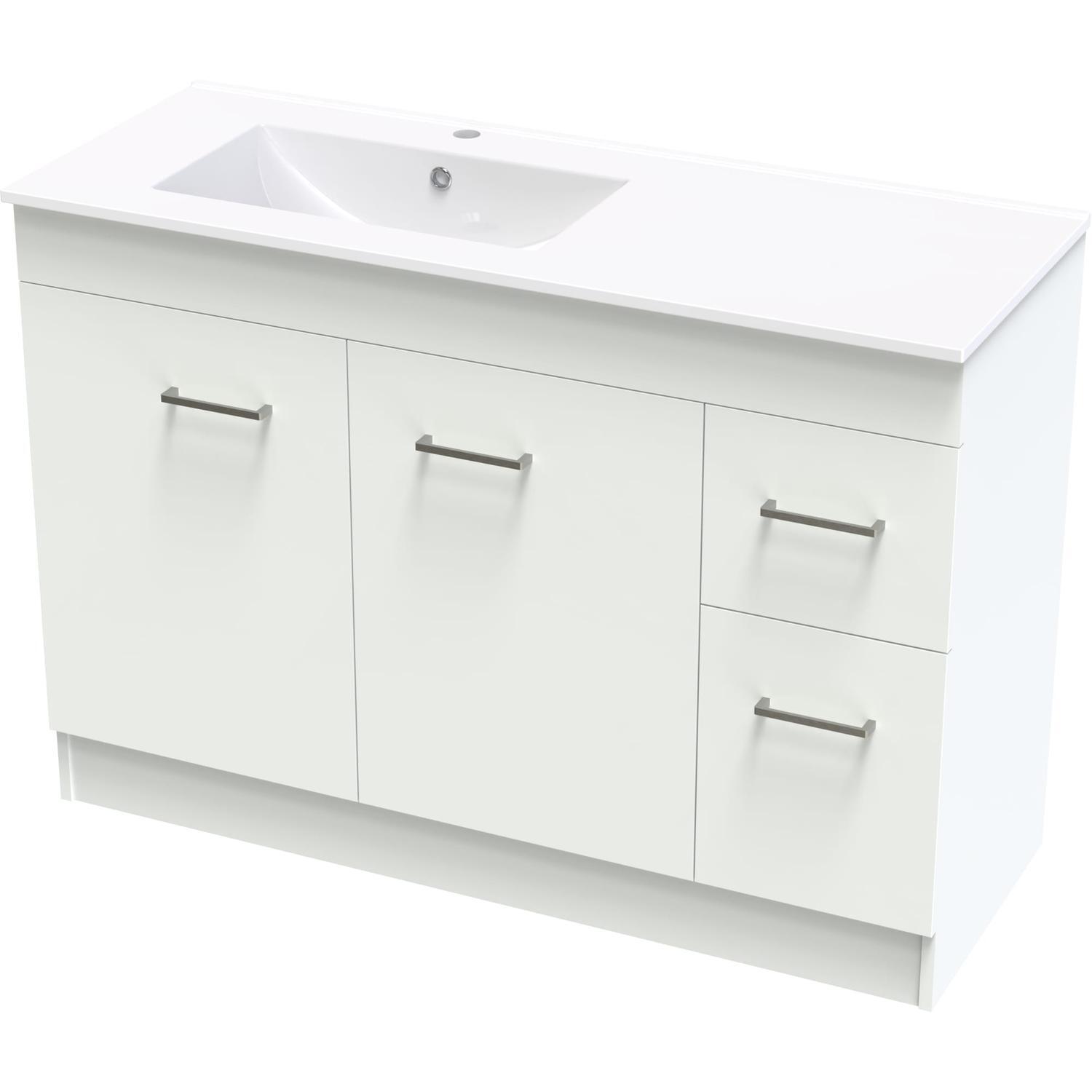 Classic Valley 1200 Left Hand Bowl Floor White Melamine