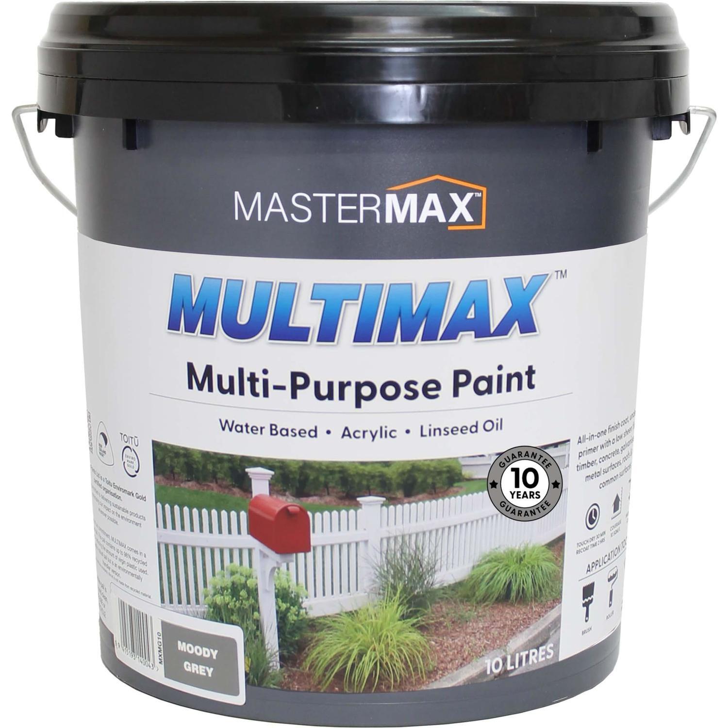 Multi-Purpose Paint Water Based Acrylic and Linseed Oil 10L Moody Grey
