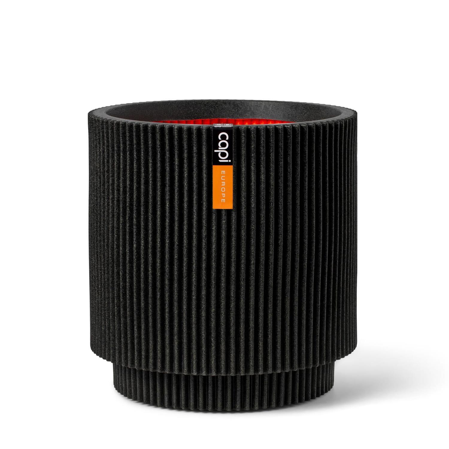 Lightweight Groove Cylinder Pot Black L