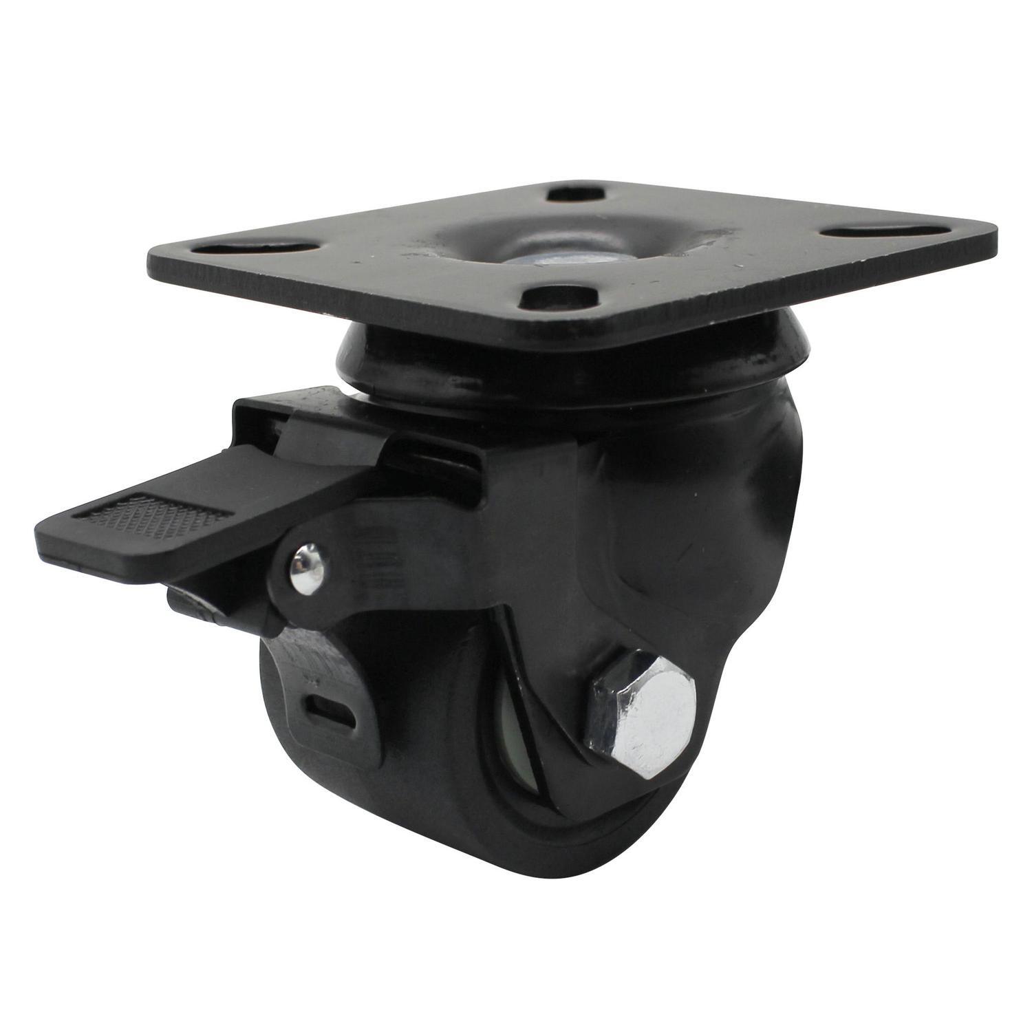 Low profile Nylon Swivel Castor with Brake 50mm Black