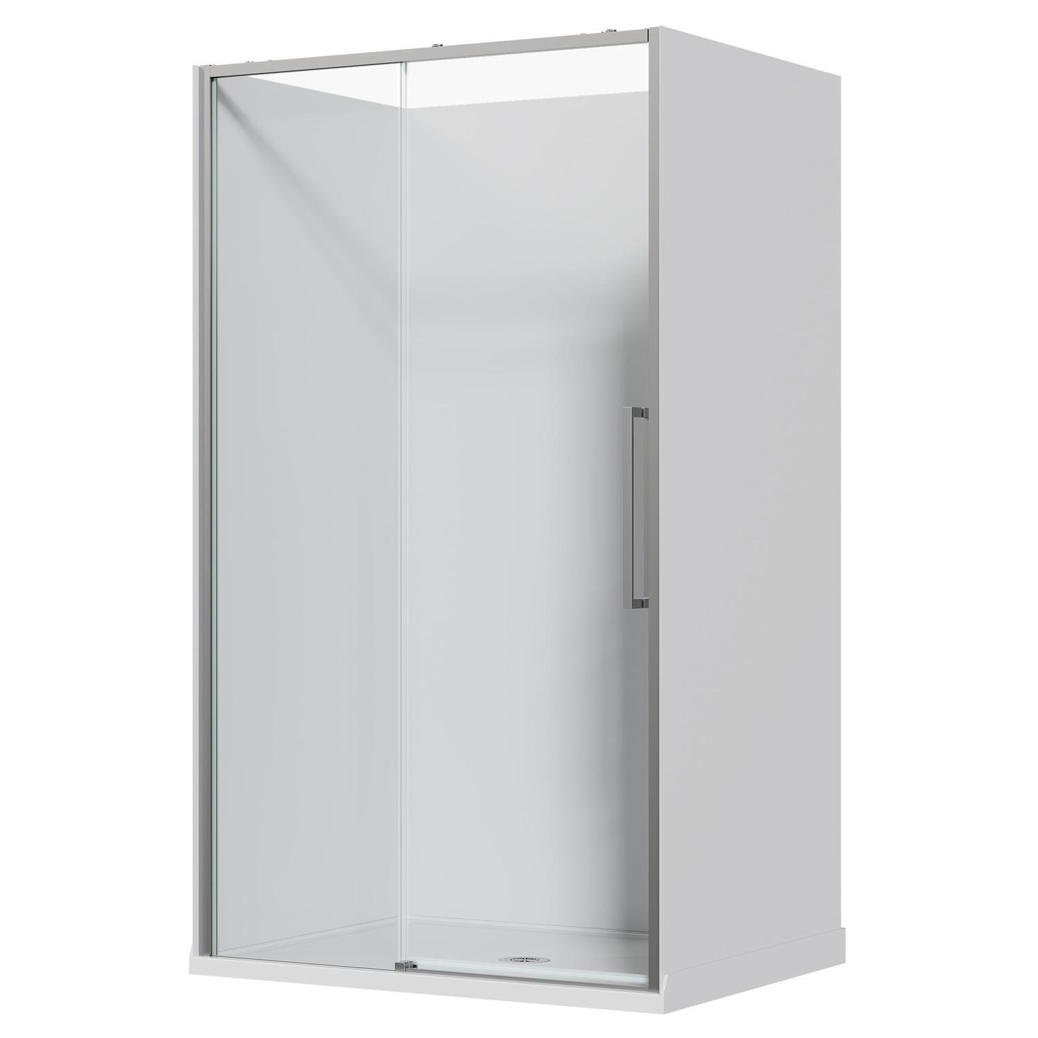 Alcove Frameless Sliding Flat Wall Acrylic Shower 1200 x 915 x 2040mm Chrome