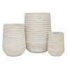 Tall Round Ribbed Resin Pot L Cream