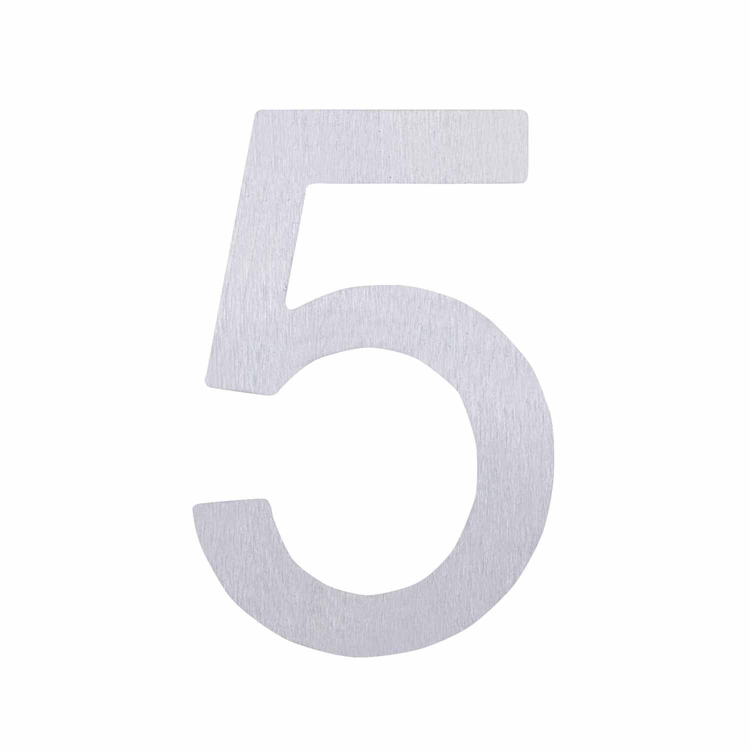 Adhesive Stainless Steel Numeral #5