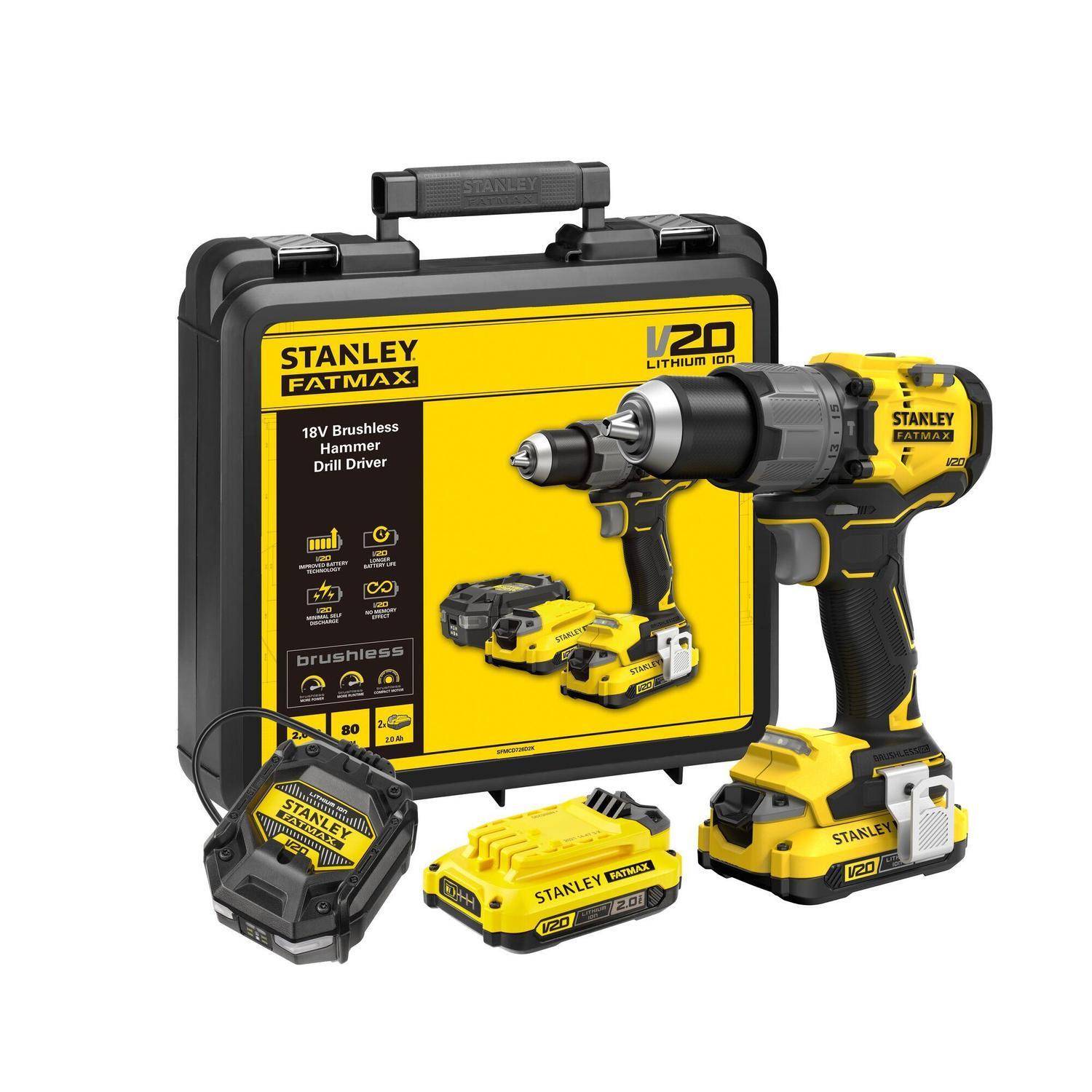 18V Premium Brushless Hammer Drill Driver Kit with 2 x 2.0Ah Batteries