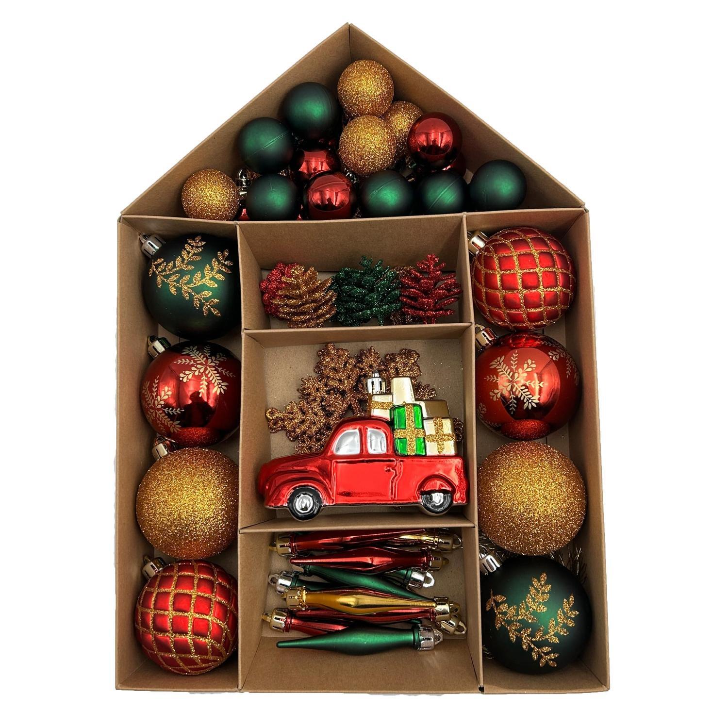 Christmas Ornaments Set Red / Green / Bronze