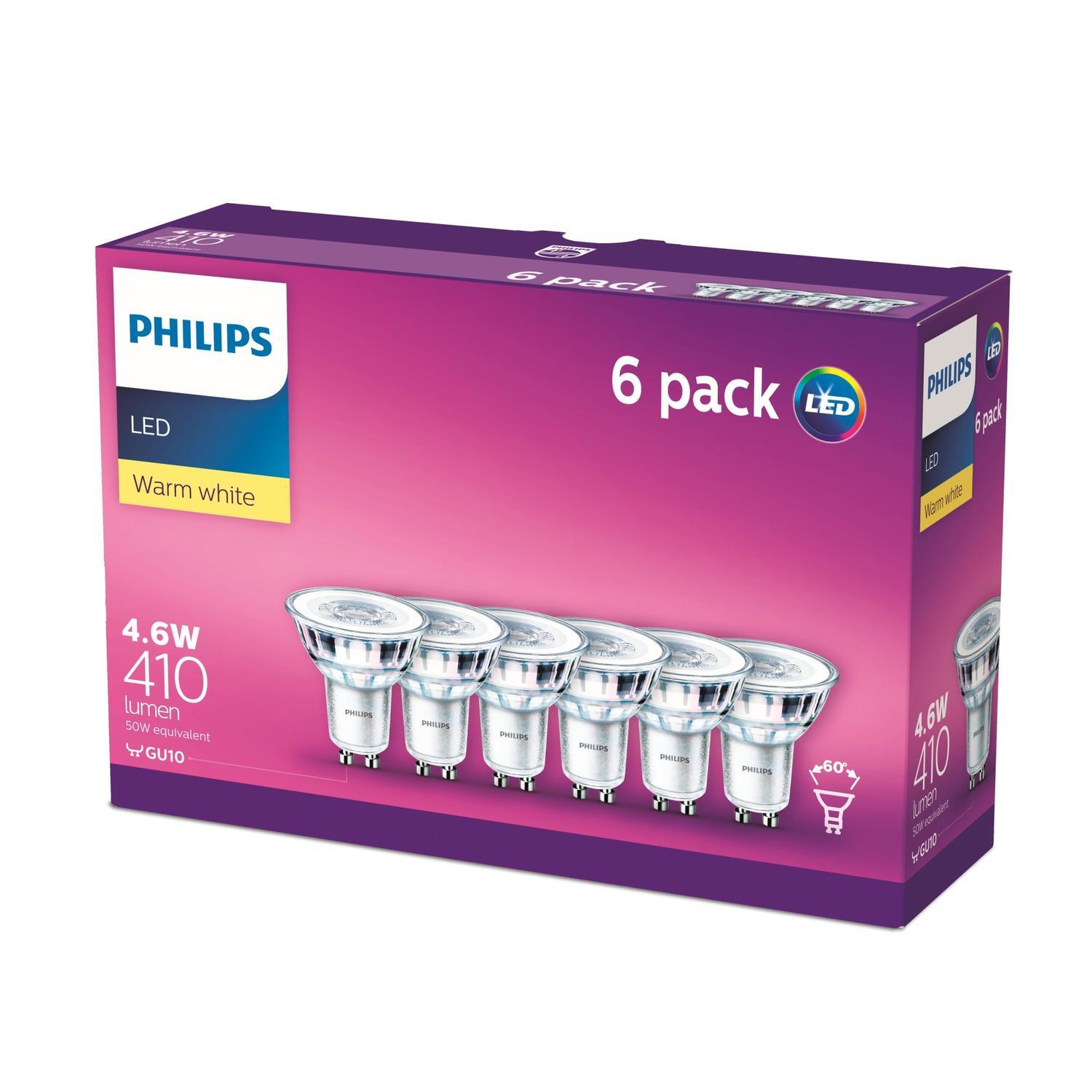 LED 4.6W Gu10 Warm White Spot Light 6pk