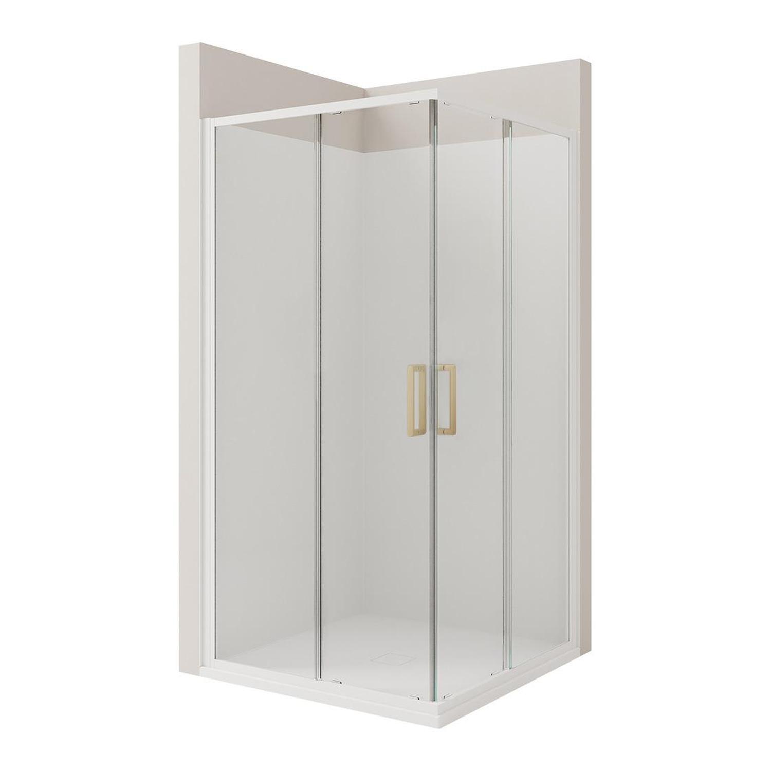 2 Side Tiled Wall Shower 900 x 900mm Brushed Gold