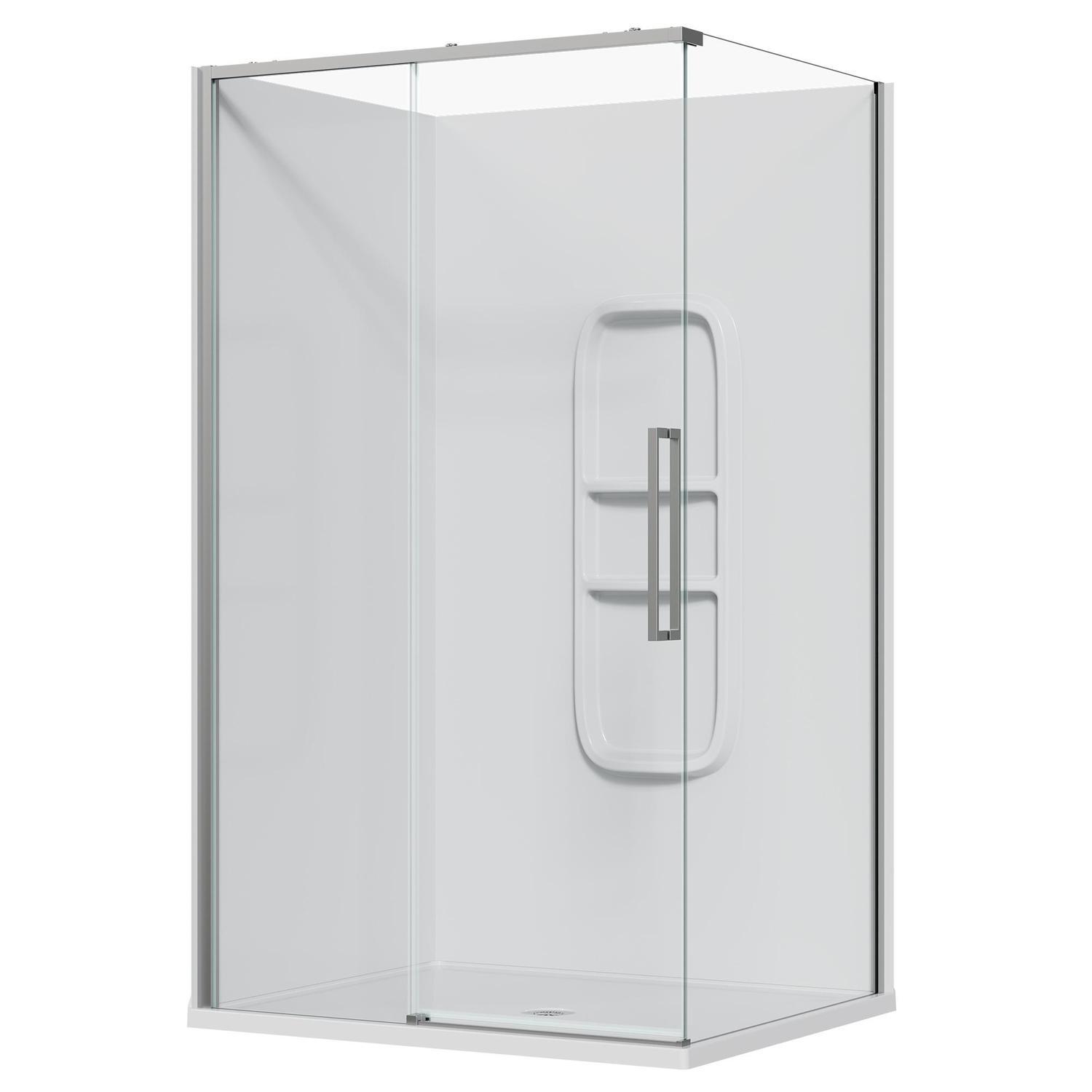 2 Sided Frameless Sliding Side Mould Acrylic Shower LH 1200 x 1000 x 2040mm Chrome