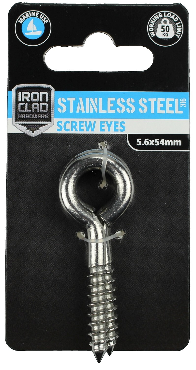 Screw Eyes 4.6x54mm Stainless Steel 316