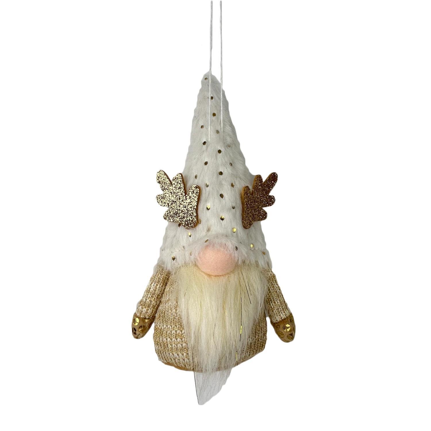 Christmas Gnome Decoration Antler Mr White / Gold