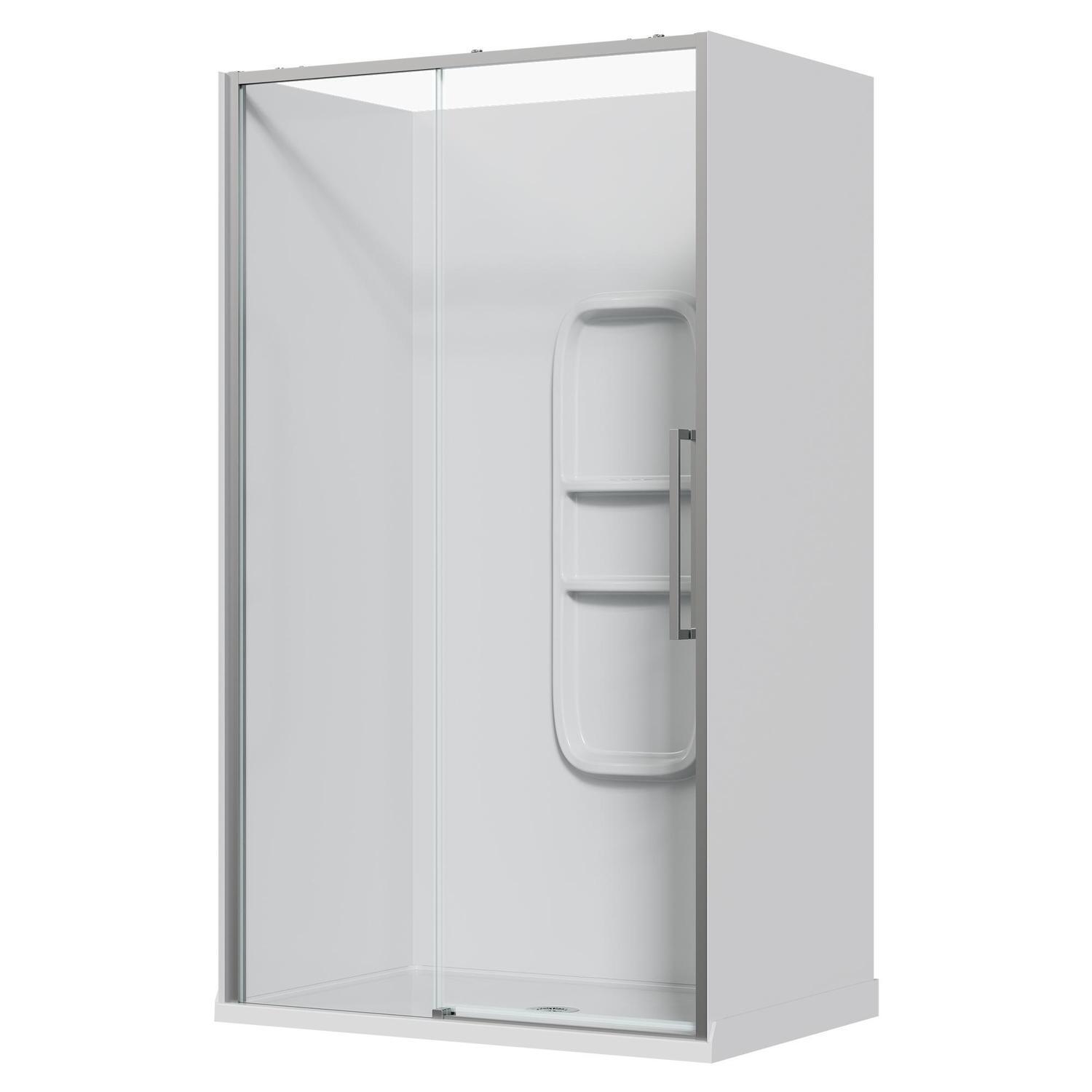 Alcove Frameless Sliding Side Mould Acrylic Shower 1200 x 800 x 2040mm Chrome