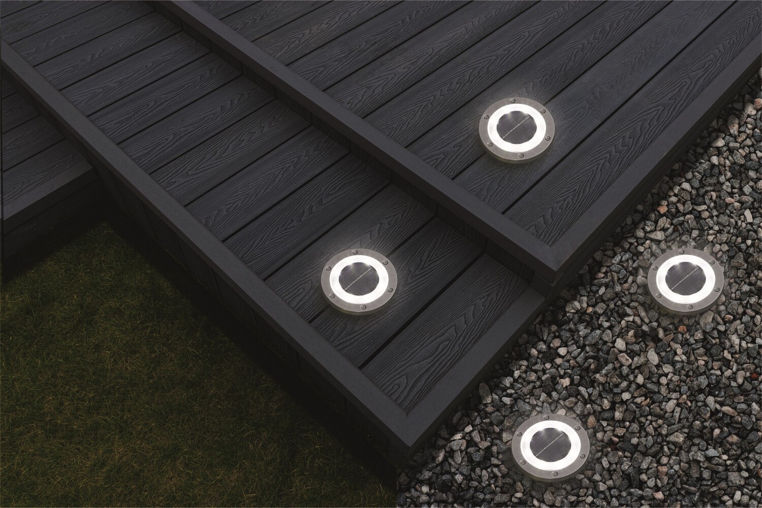 Premium Solar Deck Light 11.8 x 3cm White 2 pack