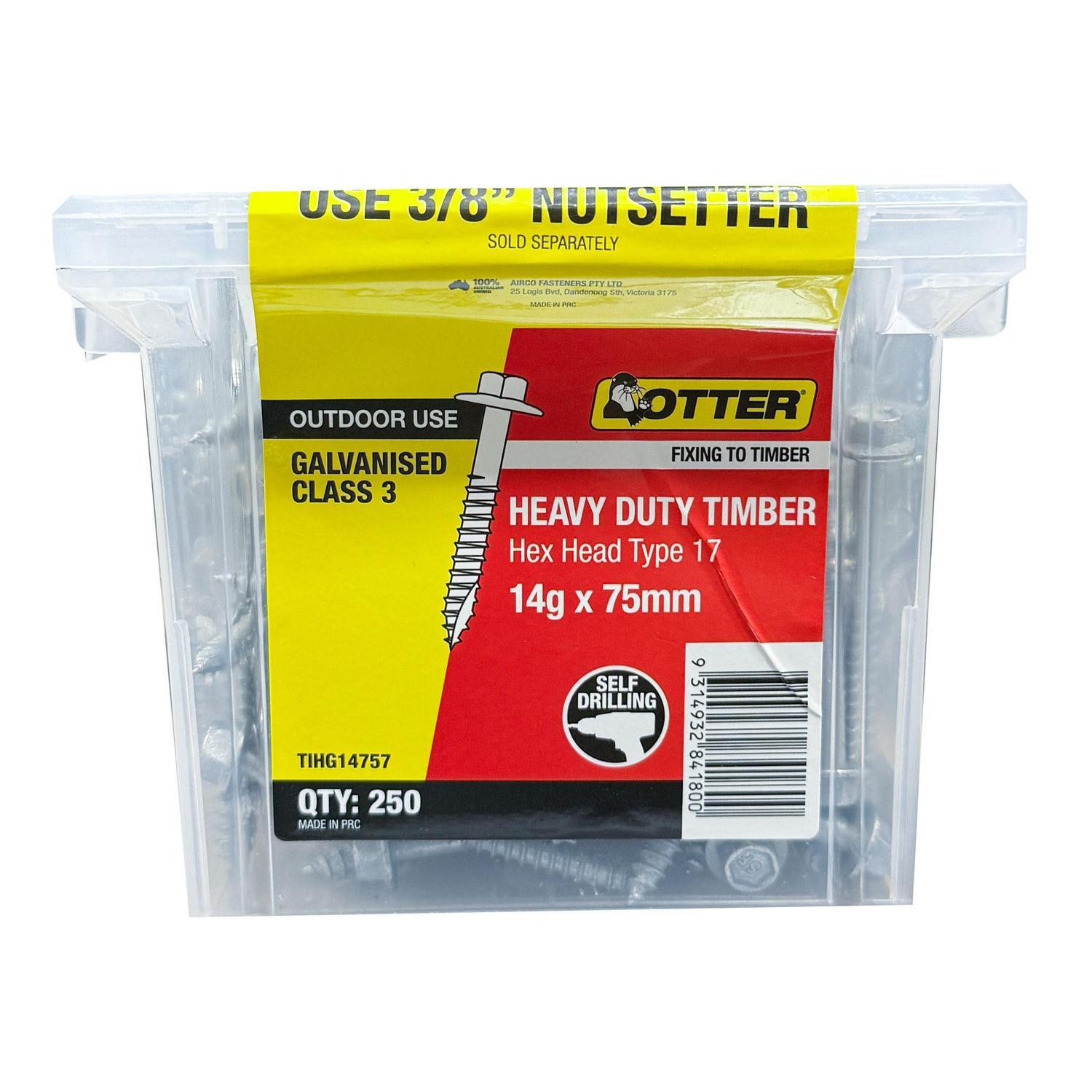 Heavy Duty Timber Screws 14g x 75mm Pack of 250 Galvanised