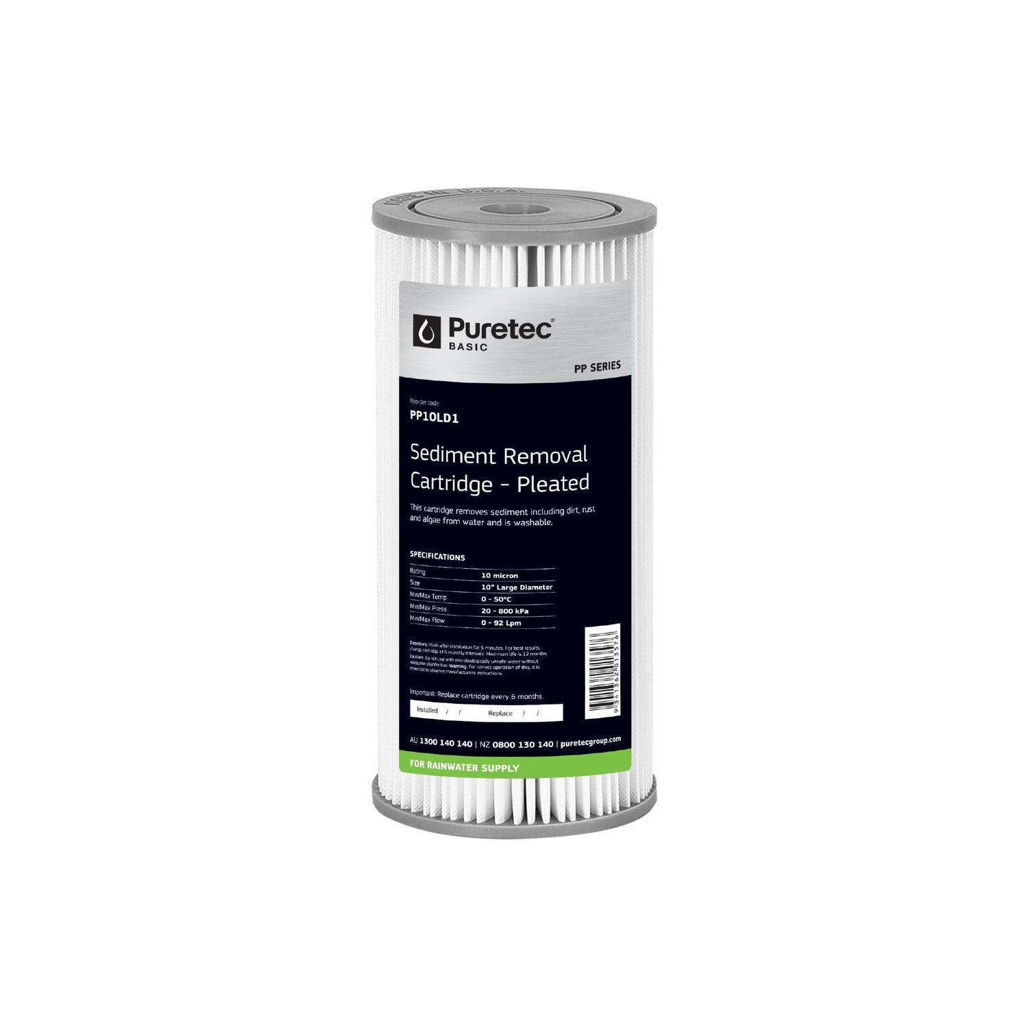 Pleated PP10LD1 Water Filter Cartridge 10 inch Large White