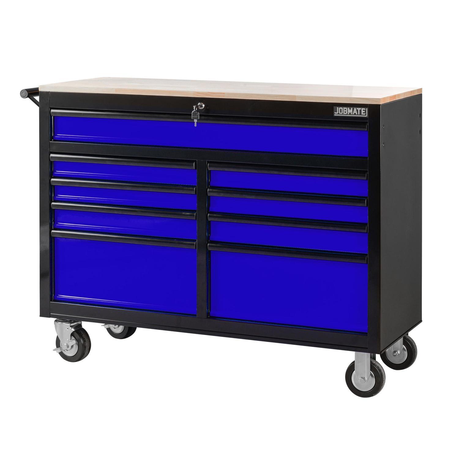 TOOL CABINET & BENCH 46INCH 9 DRAWER BLUE AND BLACK