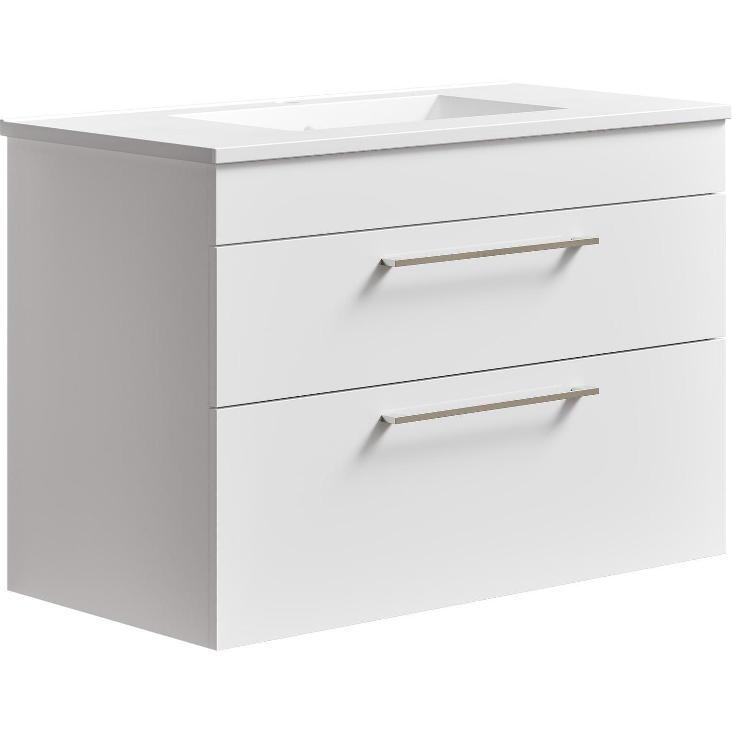 Thin Butler 2 Drawer Wall Hung Vanity 900mm Gloss White