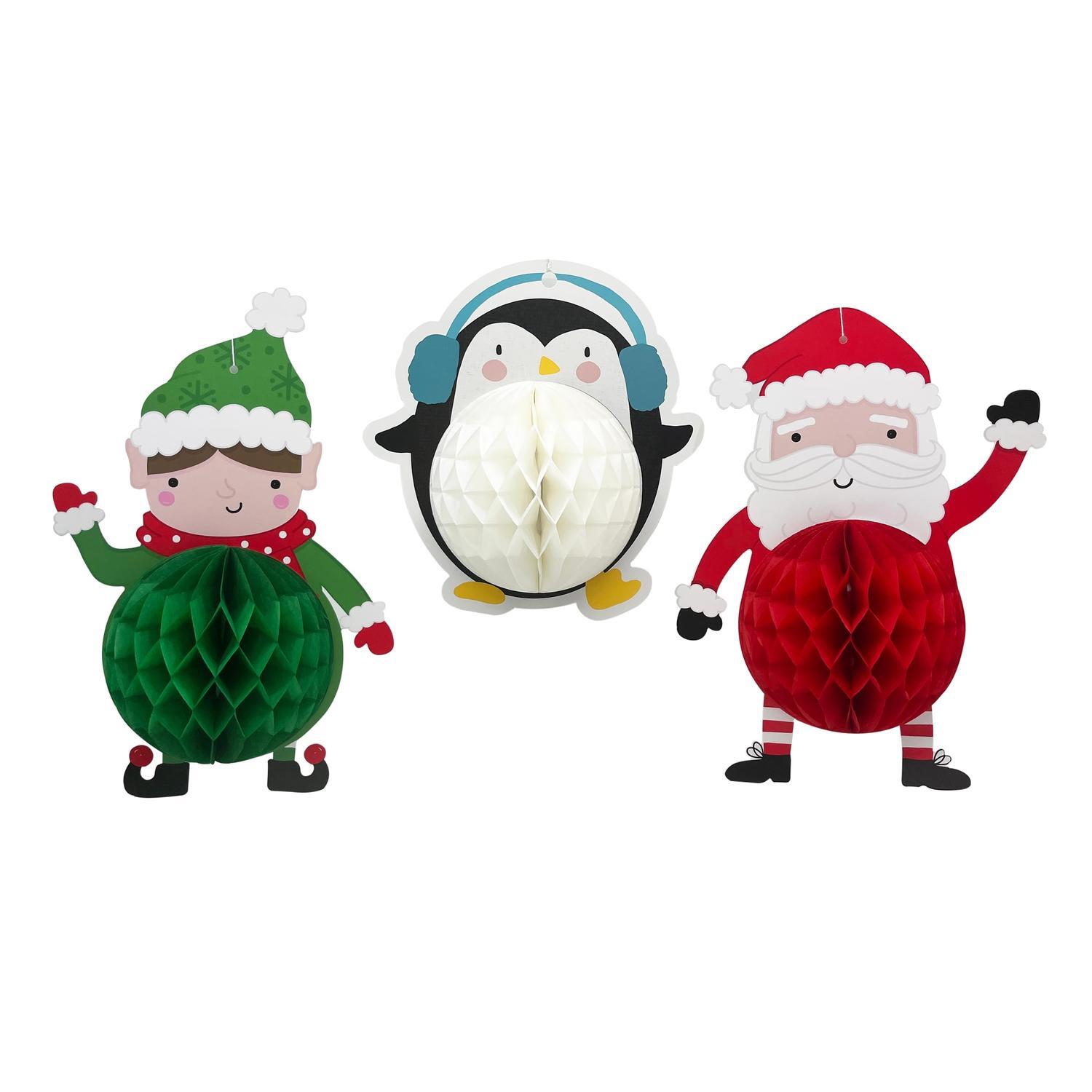 Christmas Decoration Honeycomb Characters 3pk