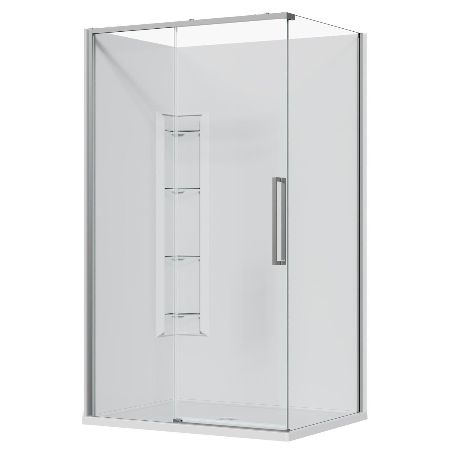 2 Sided Frameless Sliding Corner Mould Acrylic Shower LH 1200 x 915 x 2040mm Chrome