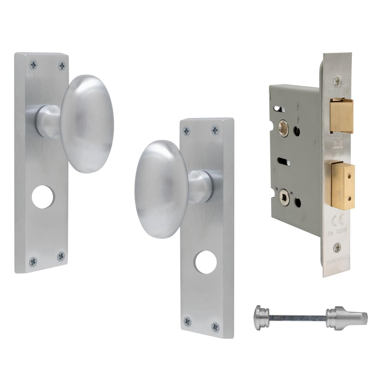 Camden Square Longplate Privacy Set Satin Chrome