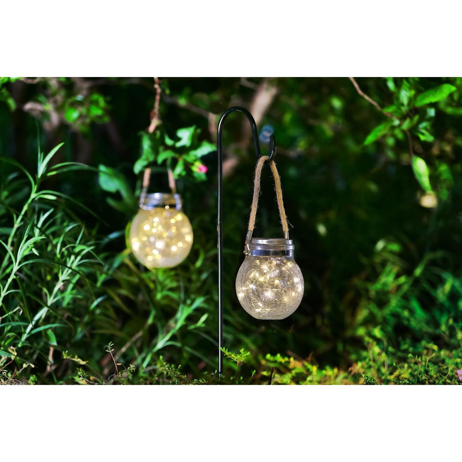 Solar Glass Hanging Lantern 12 x 76cm  Assorted Colours