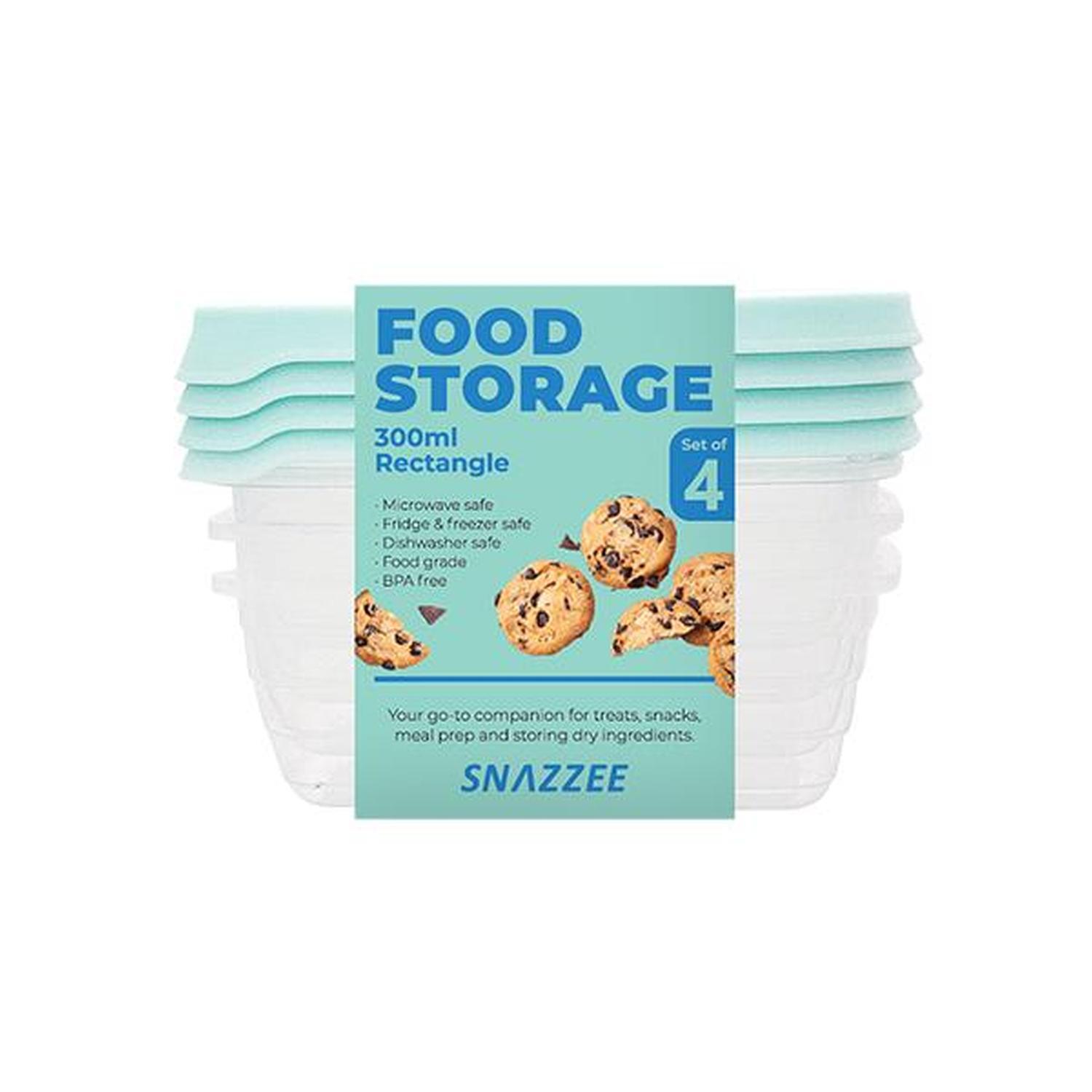 Container Rectangle Set of 4 300ml Assorted
