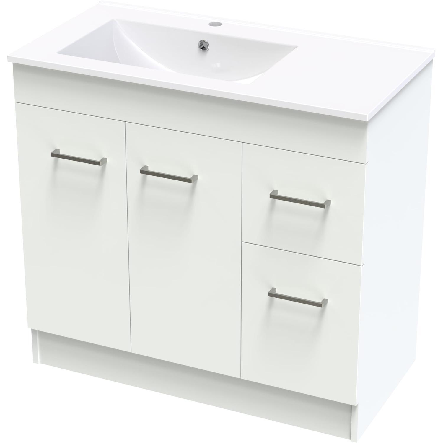 Classic Valley 900 Left Hand Bowl Floor White Melamine