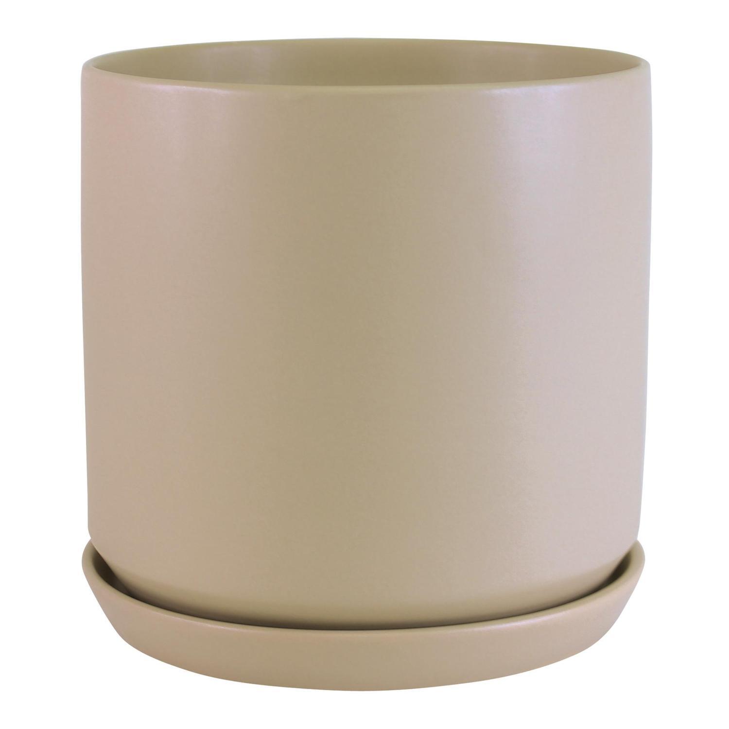 Indoor Adelle Pot and Saucer 18cm Taupe