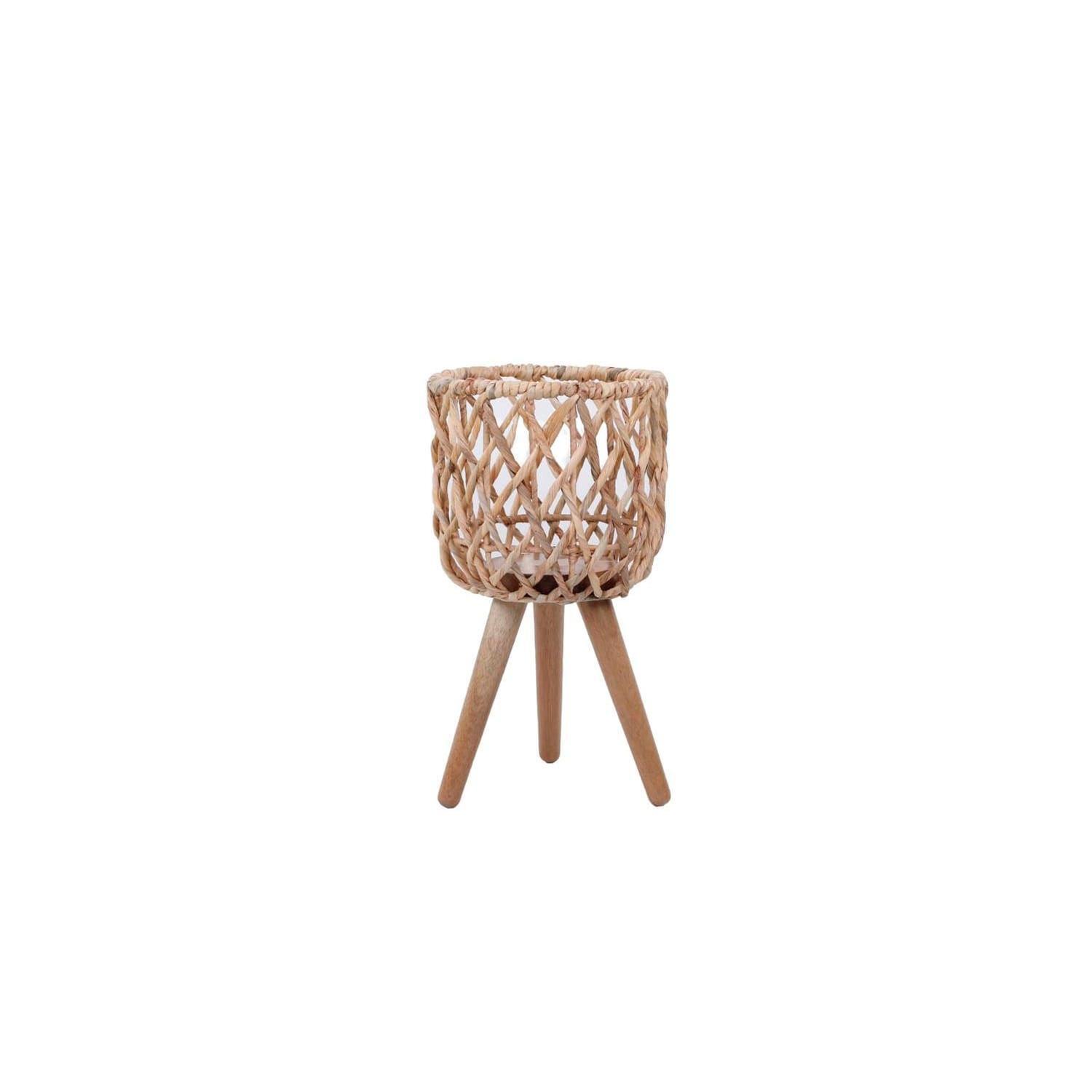 Hyacinth Indoor Planter on Wooden Stand