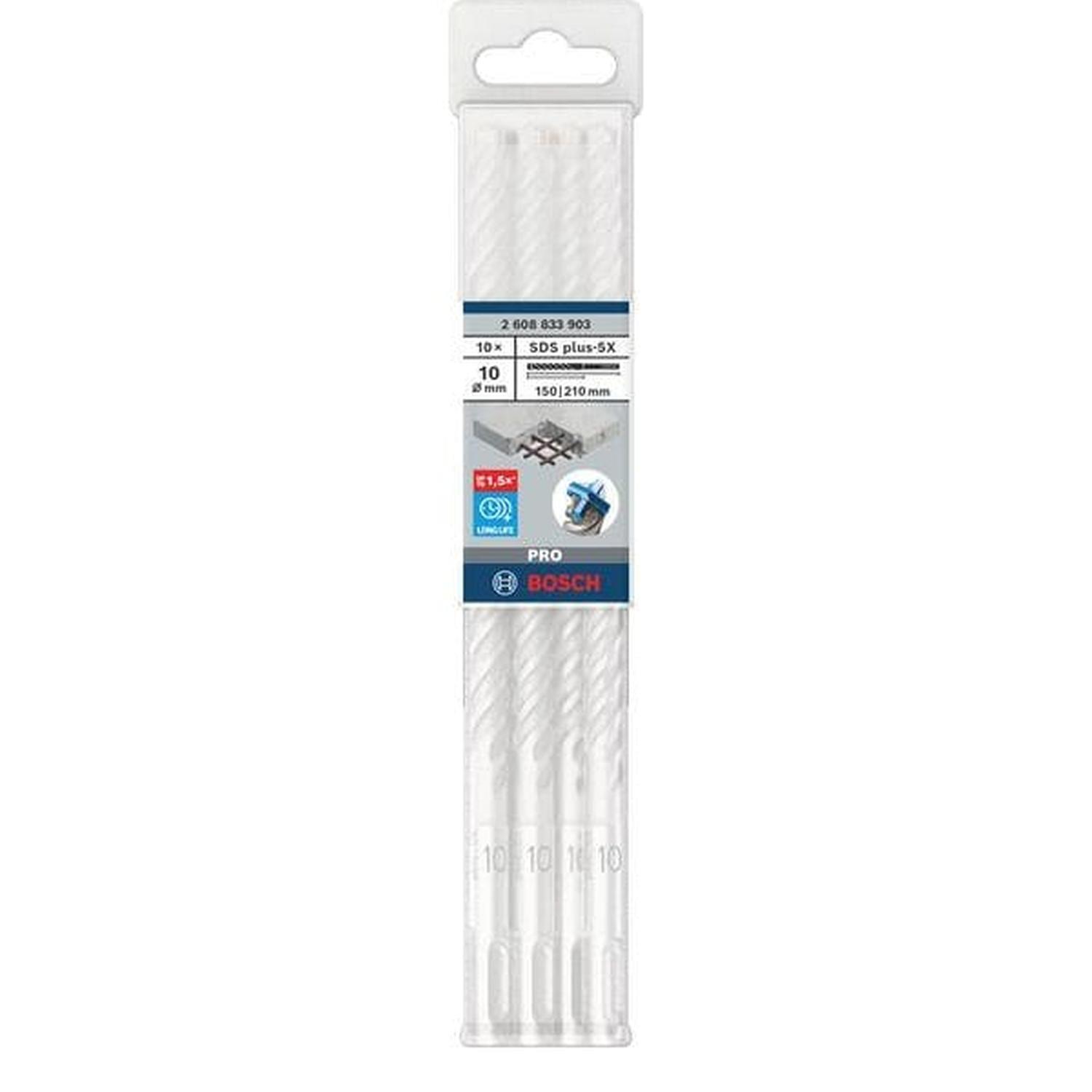 SDS Plus-5X Drill Bit 10PC 10 x 150 x 210mm