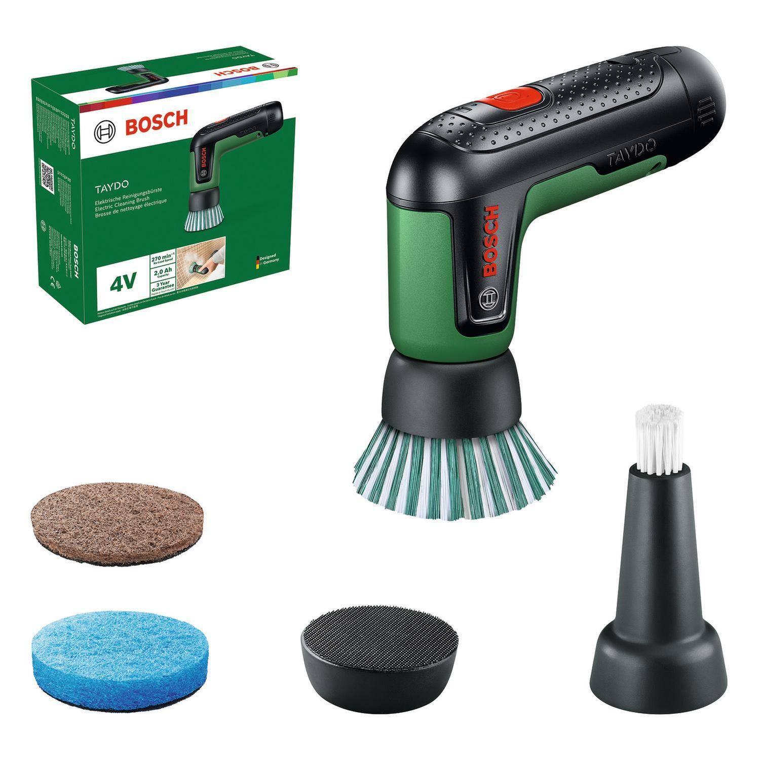 4.0V Cordless Power Cleaning Brush with 2 x Cleaning Pads, 2 x Brushes, 1 x Pad Holder (TAYDO)