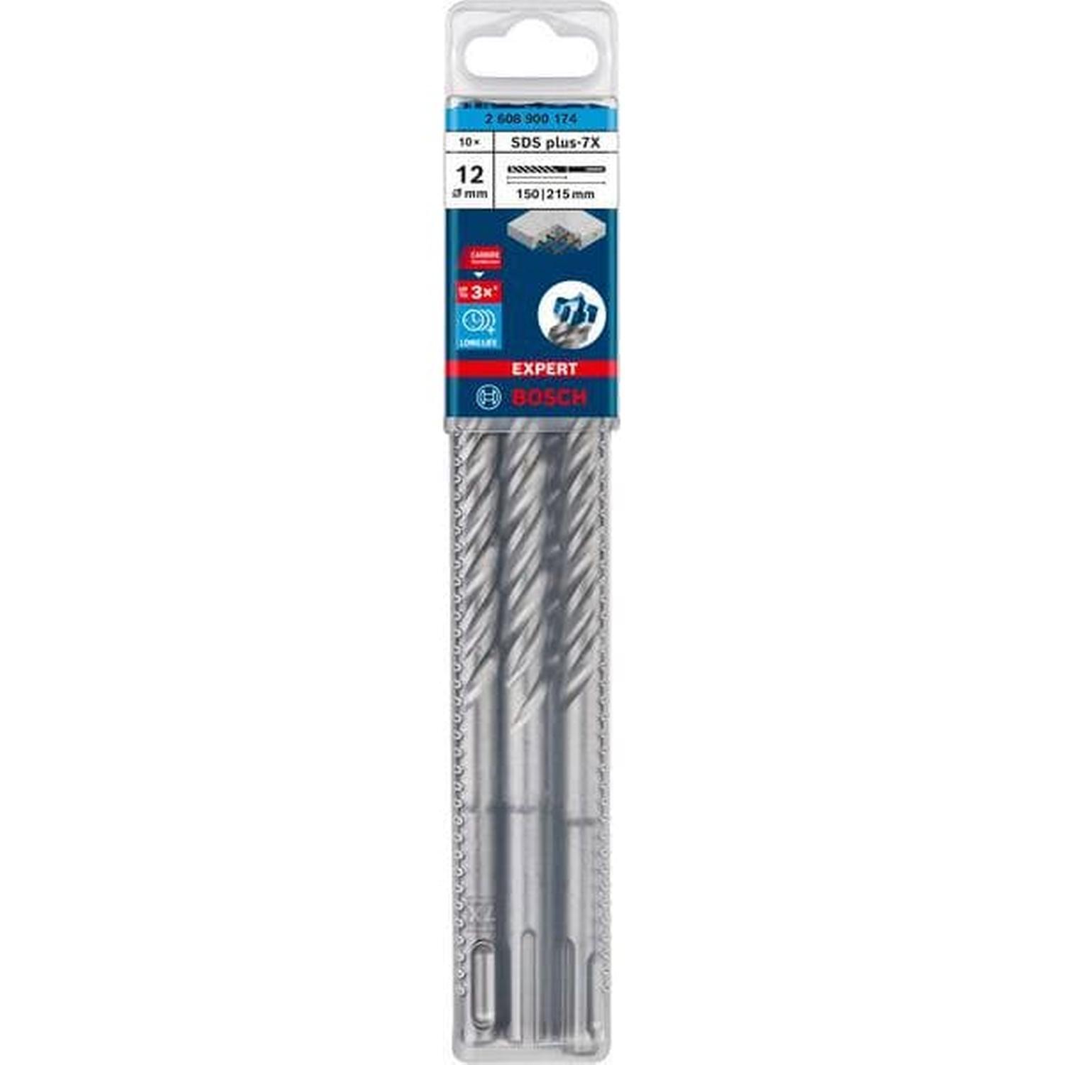 SDS Plus-7x Hammer Drill Bit 10PC Set 12 x 150 x 215mm