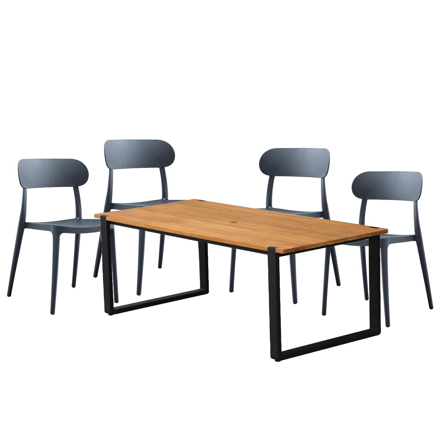 Outdoor Dining Setting 5 Piece with Fes Curve Chair