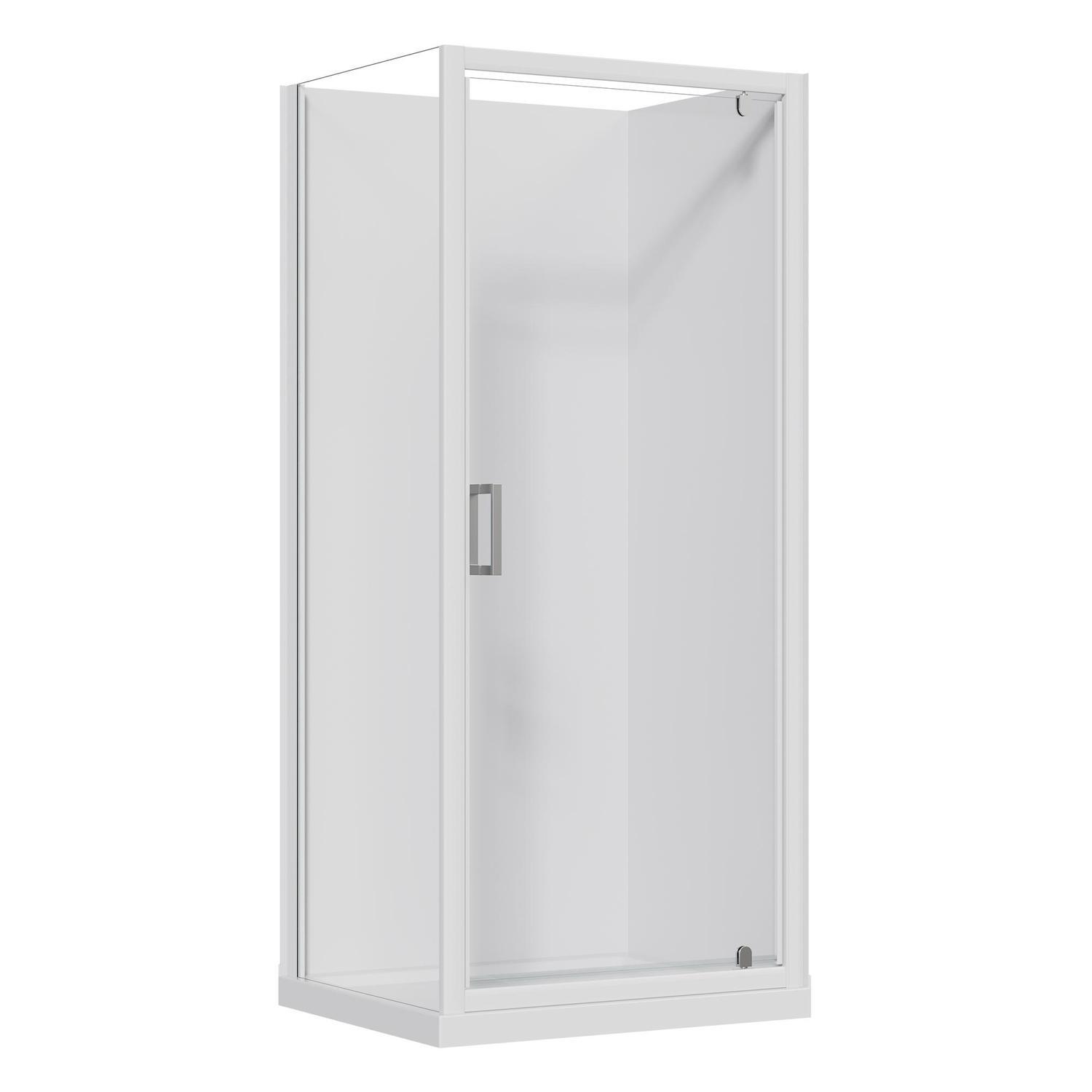 2 Sided Flat Wall Acrylic Shower RH 900 x 750 x 2015mm White