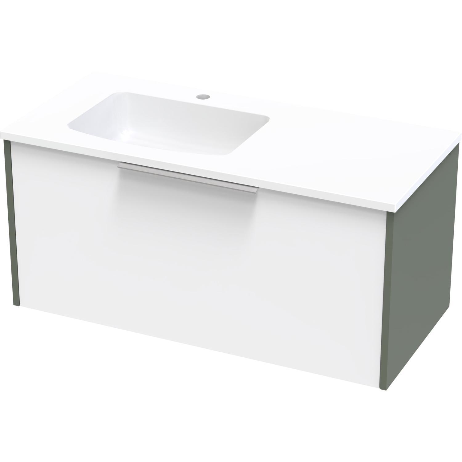 Nikau Grove 1000 Left Hand Bowl Single Drawer Ultra Gloss White/Colour