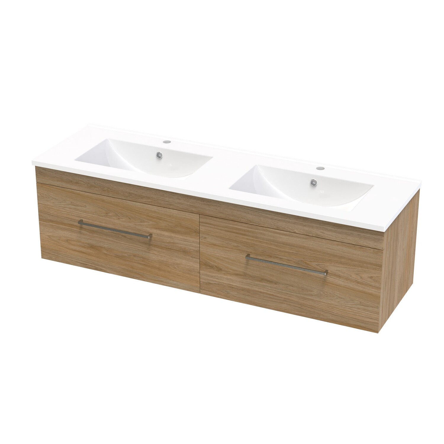 Cashmere Single Drawer Double Bowl Wall Hung Vanity