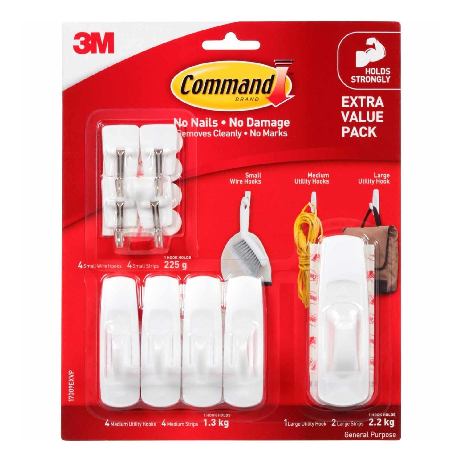 Command General Purpose Hook 17009EXVP, Extra Value Pack, 9 Hooks/Pack