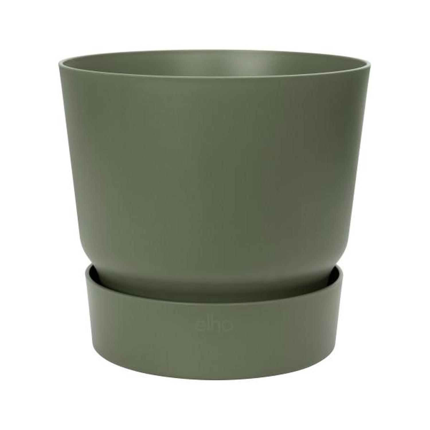 Plastic Pot with Saucer Green 20cm