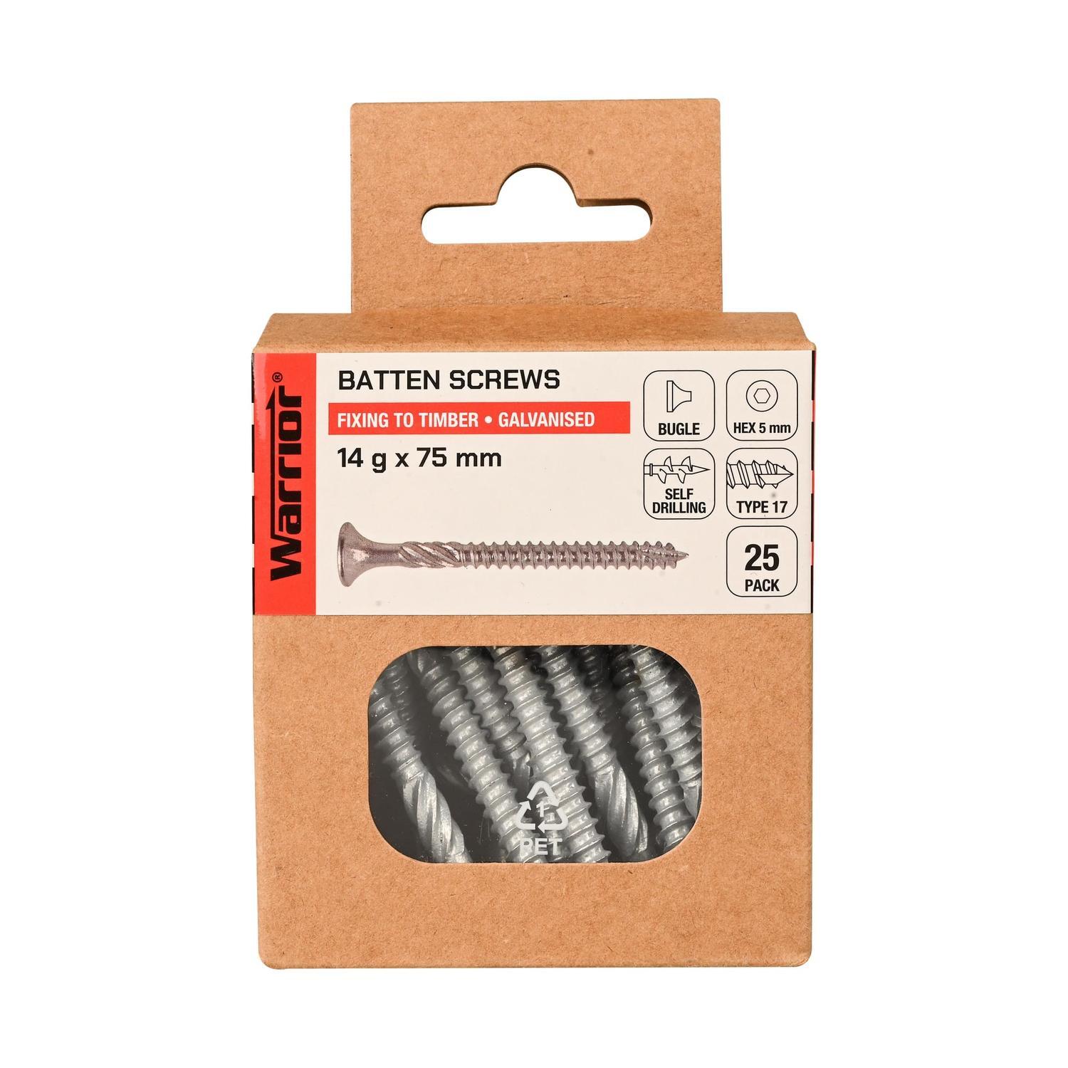 Batten Screws 14 g x 75mm Galvanised