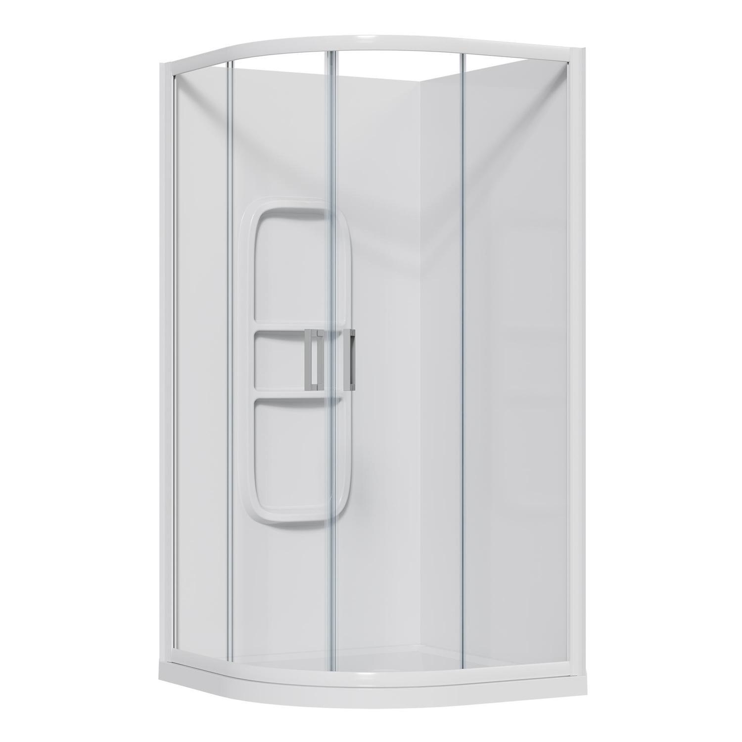 Curved Side Mould Acrylic Shower 1000 x 1000 x 2015mm White