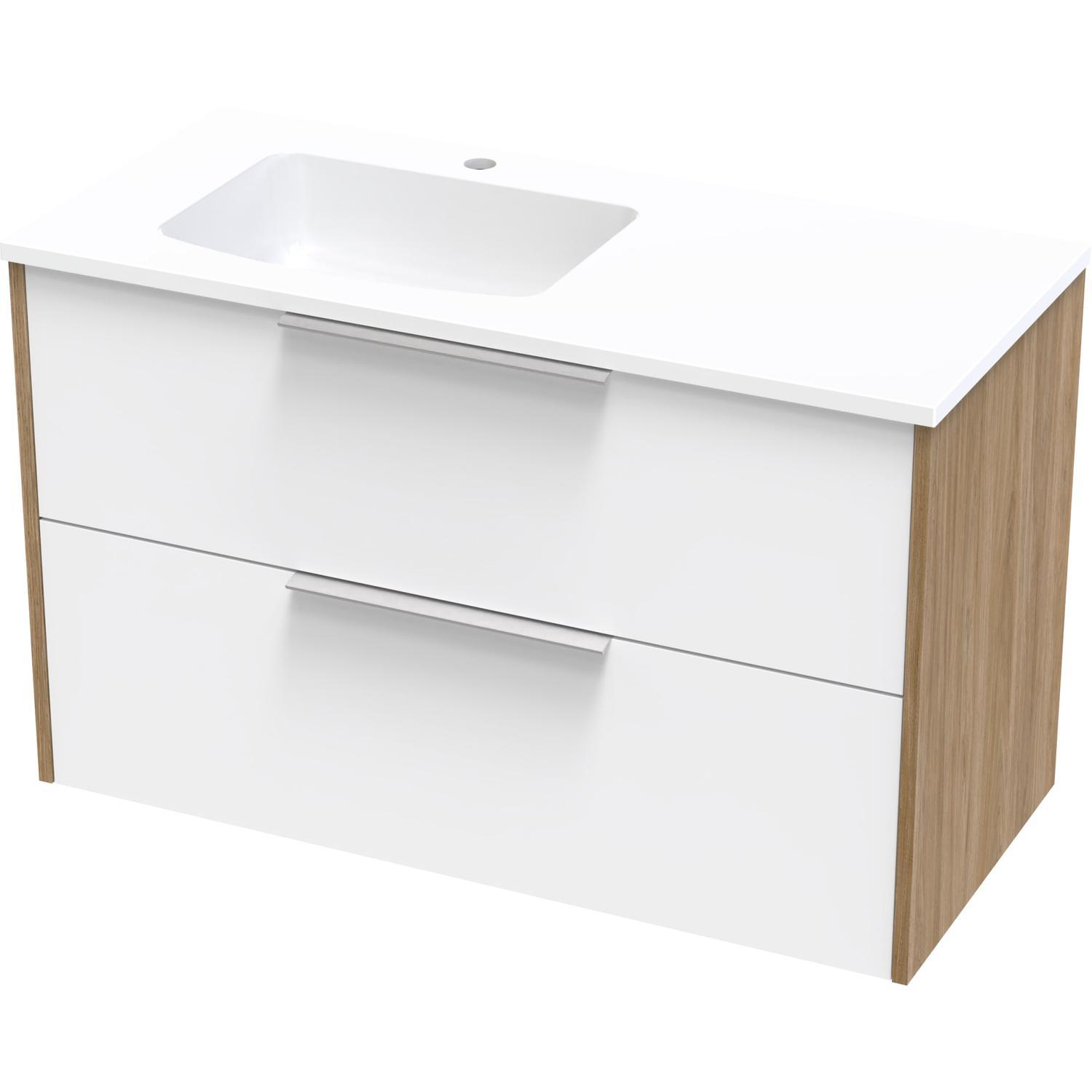 Nikau Grove 1000 Left Hand Bowl Double Drawer Wall Ultra Gloss White/Colour